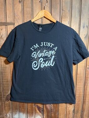 Black Graphic Tee - "I'm Just A Vintage Soul"